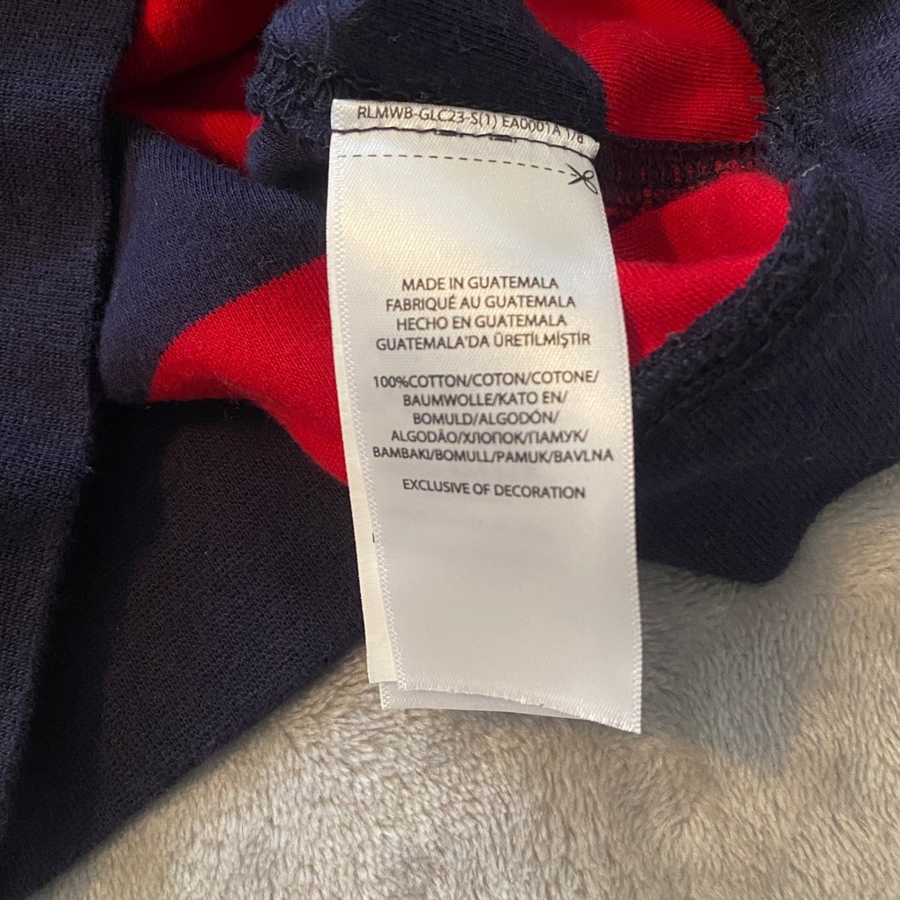Polo Ralph Lauren Pullover Kids 3T Red Navy Blue Striped Quarter Zip Cotton Pony - Picture 6 of 8